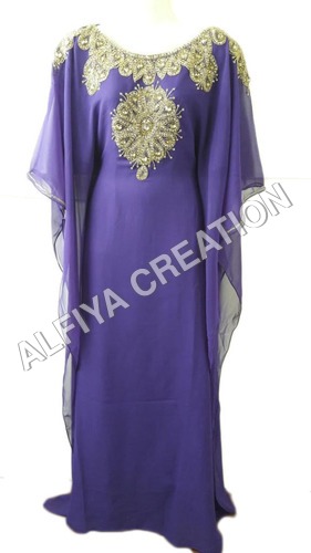 purple and gold kaftan dress