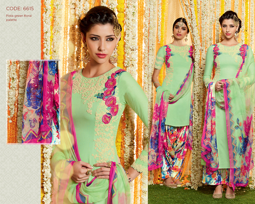 Awesome Green Print Work Designer Suit