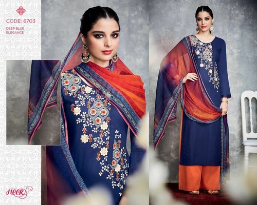Heer-18 pure cotton satin Embriodary suit