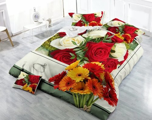 Glace Cotton Double Bed 3d5d Bedsheets