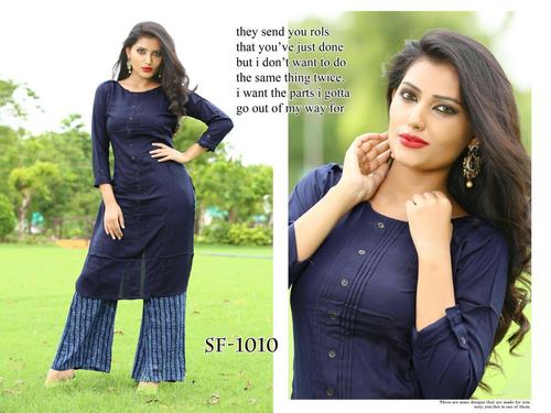 Tejasvi - Rayon, 44 Inches, Navy Blue | Elegant Design, Comfortable Fit, Modern Style, 3/4 Sleeves