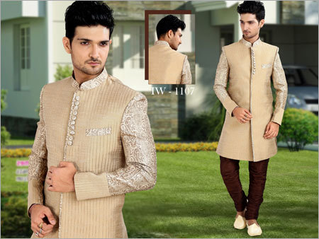 Light Golden Semi Indo Western Sherwani
