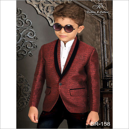 Kids Blazers - Silk Material, Size M, Maroon Color | Attractive Look, Breathable and Washable, Full Sleeves Design