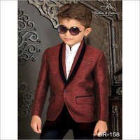 Kids Blazers - Silk Material, Size M, Maroon Color | Attractive Look, Breathable And Washable, Full Sleeves Design