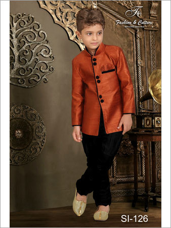 Red Kids Semi Indo Western Sherwani