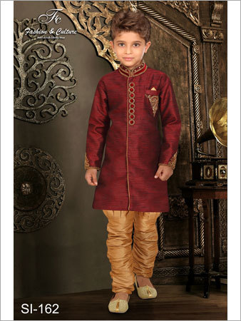 Maroon Kids Indo-Western Sherwani