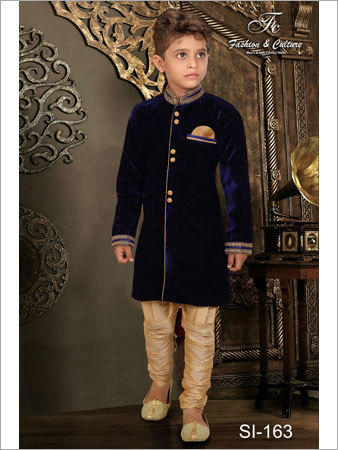 Semi Indo-Western Sherwani - Silk Material, Medium Size, Black Color | Long Sleeve Design for Summer Wear