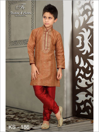Brown Kids Fancy Kurta Pyjama