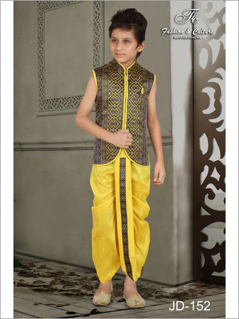 Yellow Traditional Kids Dhoti Kurta
