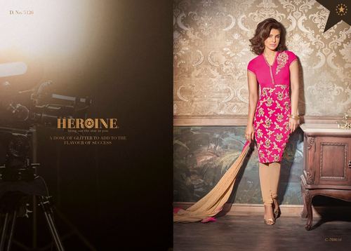 Vibrant Magenta Georgette Churidar Suit Age Group: Adult