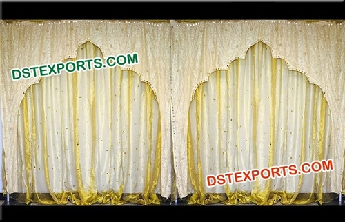 Wedding Stage Embroidered Backdrop - Fabric, Variable Size, Off-White | Elegant Design, Customizable, Durable, Beautiful Embroidery