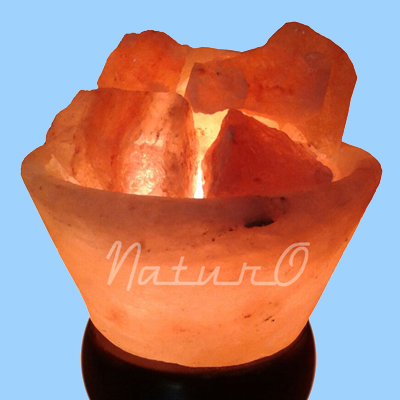 Naturo Rocksalt Conical Firebowl Lamp With Crystal