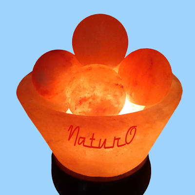 Naturo Rocksalt Conical Firebowl Lamp With Balls