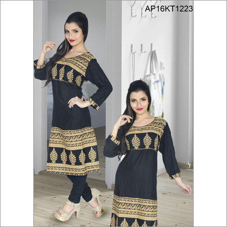 Golden Printed Kurtis