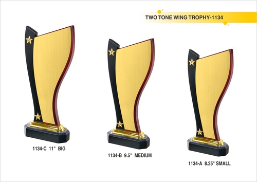 Wooden Trophy & Awards - Wood, Variable Dimensions, Gold Color | Elegant Design, Polished Finish, Award Recognition, Motivational Tool