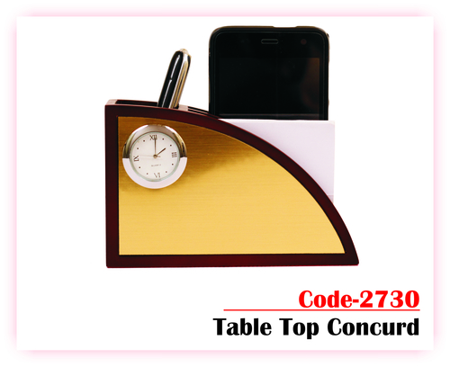 Wooden Table Top's - Wood & Metal, 10x8x5 cm, Brown, Analog Clock | Durable, Stylish, Multifunctional, Pen Holder, Space Saving