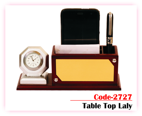 Wooden Table Tops - Wood, 10x15x5cm, Brown | Elegant Design, Durable Material, Card Holder, Pen Holder, Analog Clock