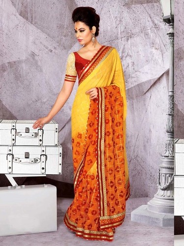 Yellow N Orange Saree