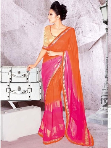 Orange and Pink Saree