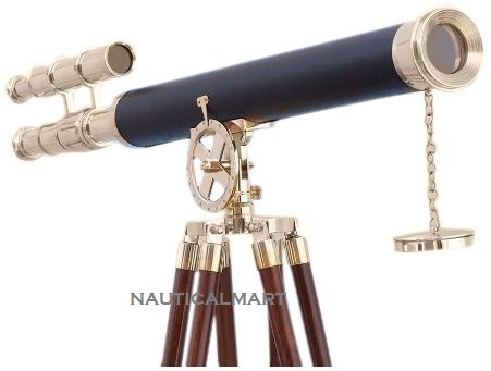 Floor Standing Chrome Leather Telescope