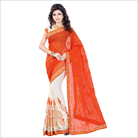Designer Embroidered printed saree