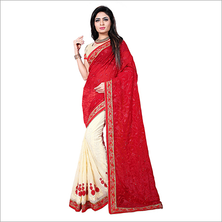 Red Embroidery Saree