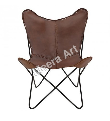 Solid Brown Butterfly Leather Chair