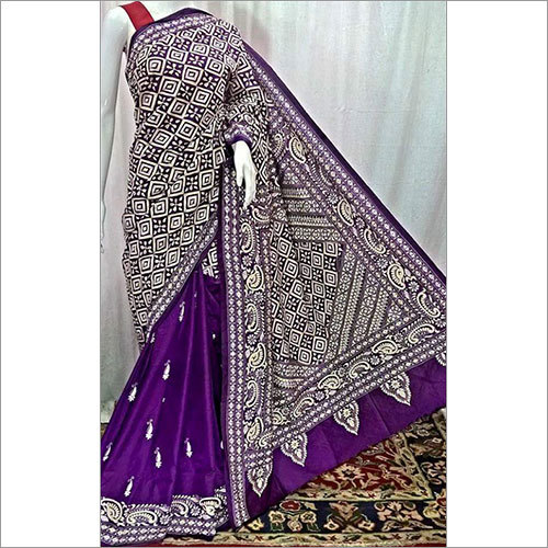 Purpel Silk Katha Saree