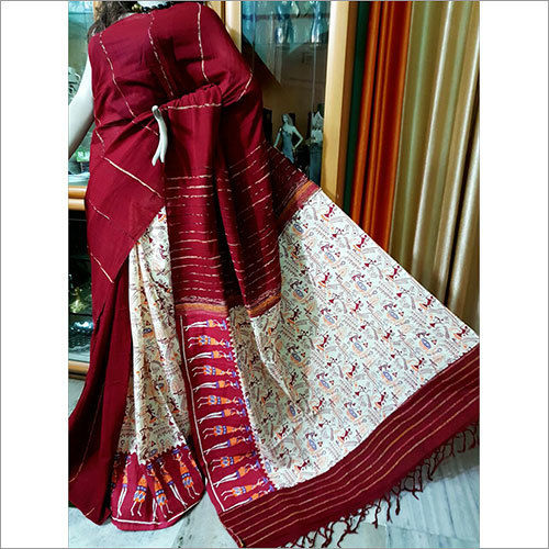 Cotton Maroon Khesh Gurjari Saree