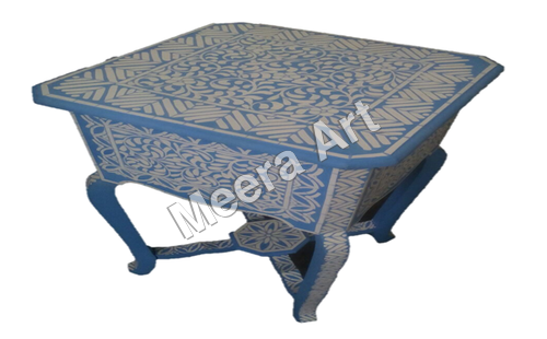 Modern Floral Blue Bone Inlay Table