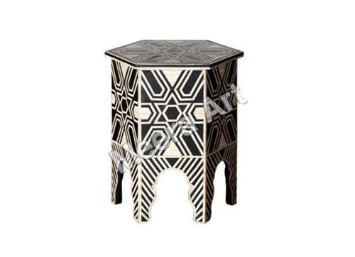 Modern Antique Bone Inlay Handmade Stool