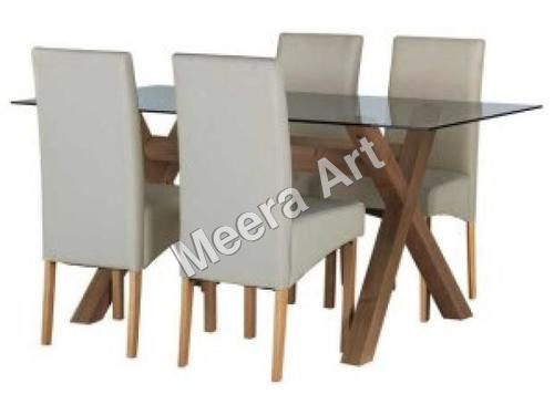 Wood 4 Seater Glass Dining Table With Chairs