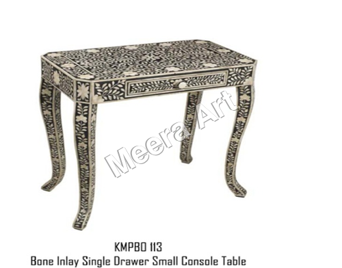 Floral Black & White Bone Inlay Table