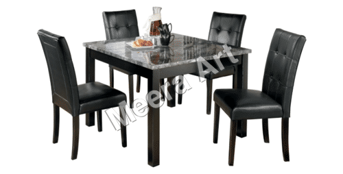 Wood Modern Black Leather Dining Set