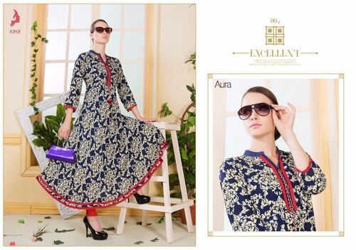 Blue And Mix Designer Rayon Kurti