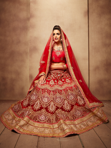 Royal Red Golden,Beige,Wedding Lehnga Choli