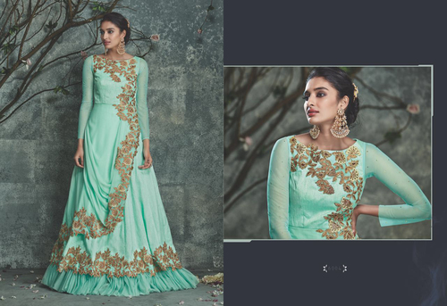Especial Turquoise Georgette Designer Anarkali Suit