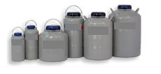 Bio 2 Refrigerators with internal canisters for the storage of straws or cryovials on canes.