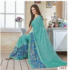Vivid Turquoise Brasso Saree