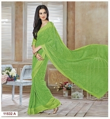 Astounding Liril Green Georgette Saree
