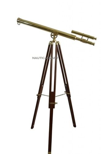 Nautical Full Brass Double Barrel Telescope-Brass Telescope With Tripod Stand