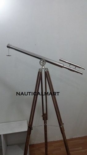 60" Nautical Brass Double Barrel Telescope With Tripod Stand