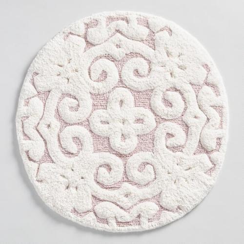 Pink And White Tufted Bath Mats