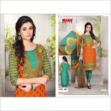 Aura Salwar Suits - Cotton, Varied Sizes, Orange | Embroidery, Elegant Design, Comfortable Fit, Stylish Look, Perfect Stitching