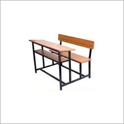 Wooden School Desk With Bench