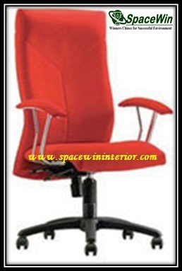 High Back Chair - Fabric Metal, W60xD60xH110cm, Red | Ergonomic Lumbar Support, Adjustable Height, Wheels