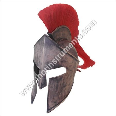 Antique Leather 300 King Spartan Helmet Red Plume