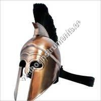 Antique Greek Corinthian Armor Helmet Black Plume