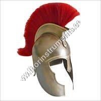 Antique Brass Trojan Helmet Red Plume