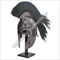 Antique Trojan Helmet Black Plume With Stand